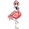 Lustiger Flamingo mit Fisch