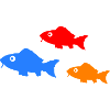 Bunte Fischsilhouetten Trio