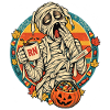 Mumie mit Kürbisbeute Halloween