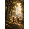 Heilige Reise im Sonnenbeschienenen Wald