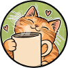 Cozy Cat Coffee Heart Illustration