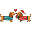 Dackel verliebt in Weihnachtspullovern