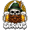 Servus Totenkopf mit Bier und Bart