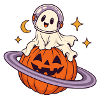 Astronaut auf Halloween-Kürbis
