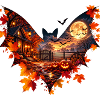 Herbstnacht mit Kürbisleuchten
