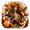 Santa Muerte im Blütenlicht