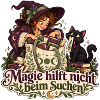 Hexe und Katze auf Lesezeichensuche