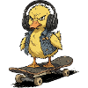 Rebellische Ente auf Skateboard