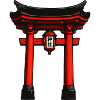 Roter Torii mit Laterne