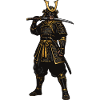 Samurai-Krieger in goldener Rüstung