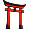 Roter Shinto-Torii Türbogen