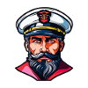 Kapitän mit weißem Uniformhut