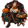Halloween Tarotmeister im Samtstuhl
