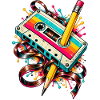 Retro Kassetten-Kunststift-Splash