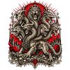Kronenhydra im Flammenrot