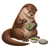 Otter bemalt einen Flusskiesel
