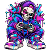 Neon-Graffiti-Gamer-Skelett – Gamer-Geschenk