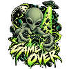 Alien Joystick Game Over Neon