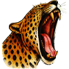 Intensive-farbger Leopardenkopf Roar