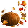 Autumn - Kürbis mit bunten Herbstblättern