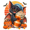 Halloween Fledermaus mit Kürbis-Kaffee