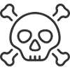 Totenkopf-und-Knochen-Linien-Symbol
