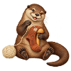 Otter stopft einen Wollsocken