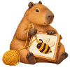 Capybara mit Punch-Needle-Biene