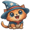 Katzenzauberer mit Sternenhut