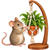 Maus knüpft einen Pflanzenhalter