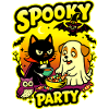 🎃 Gruselige Party – Halloween 2 Katzen-Hund-Eule