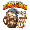 Nachtschicht: Müde Eule mit Kaffee