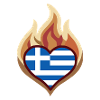 Herzflagge Griechenland Feuer