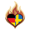 Germany Sweden Flag Heart on Fire