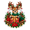 Rentier mit Geschenk im Weihnachtsglanz