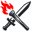 Schwert Fackel Wappen Logo