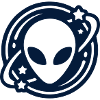 Alien Kopf Weltraum Logo