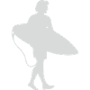 Surfer Silhouette am Surfbrett