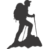 Bergsteiger Silhouette mit Rucksack