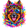 Deutscher Schäferhund – Neon Street Art