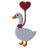 Gans mit Herzluftballon bestickt