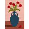 Red Poppies in Blue Vase