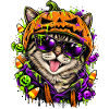 Halloween Katze mit Kürbiskopf