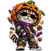 Halloween Katze Mit Kürbismaske