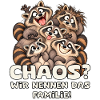 Chaotische Waschbärenfamilie