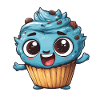 Blauer Cupcake Mascot Design