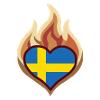 Sweden Flag Heart on Fire