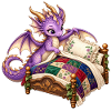 Lila Drache auf Quiltbett