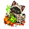 Mumien Katze mit Zaubertrank Halloween