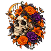 Gothic Totenkopf mit Blumen Halloween